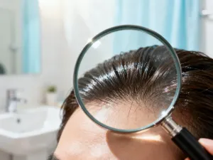 Kobieta z krótką fryzurą typu pixie w stylu messy, prezentująca teksturę i objętość włosów w świetle dziennym.