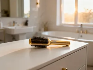 Elegancka fryzura z miękkimi falami, która idealnie dopełnia stylizację z sukienką w kwiatowy wzór.