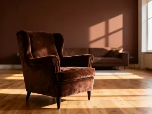 Drewniana miseczka z czarnym sezamem i buteleczka olejku do włosów na lnianym tle. Kompozycja promująca naturalną pielęgnację.